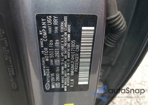 2017 Genesis G80 Base from USA, damaged, VIN KMHGN4JE4HU171805